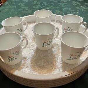 Corelle White and Purple Floral Mugs Set. Rosemarie Pattern/Tulip.